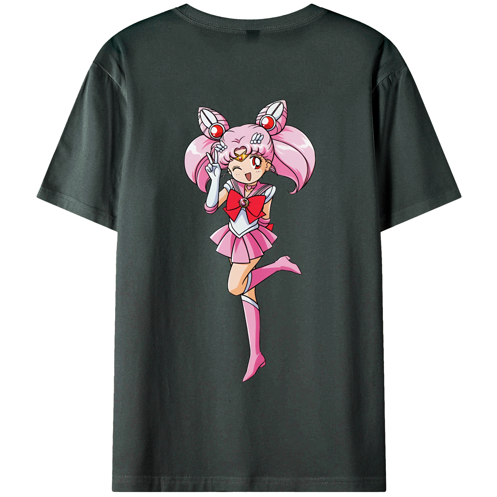 （画像用） 美少女戦士セーラームーン ちびうさ Sailor Moon Chibiusa Tsukino Usagi Small Lady Serenity 綿100％ メンズ半袖Tシャツ（バックプリント） 通気性